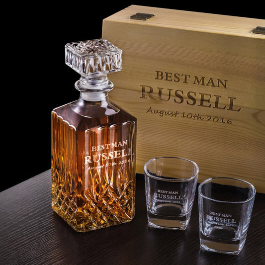 Personalized Groomsmen Gifts Whiskey Decanter Set